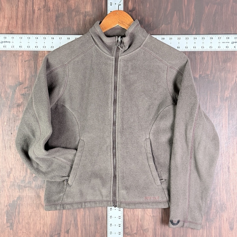 Marmot Polartec Fleece Jacket Full‎ Zip Hiking Outerwear Fuzzy Brown Women Small